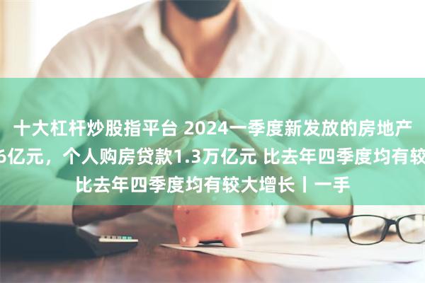 十大杠杆炒股指平台 2024一季度新发放的房地产开发贷款9636亿元，个人购房贷款1.3万亿元 比去年四季度均有较大增长丨一手