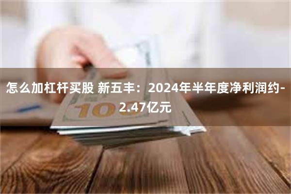 怎么加杠杆买股 新五丰：2024年半年度净利润约-2.47亿元